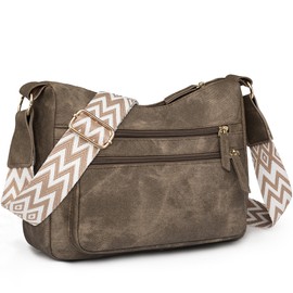 ZIOISNM Women's Shoulder Bag, PU Leather Crossbody Bag with Adjustable Wide Shoulder Strap, Lightweight Bag with Multiple Compartments for Work, Shopping & Travel, brown