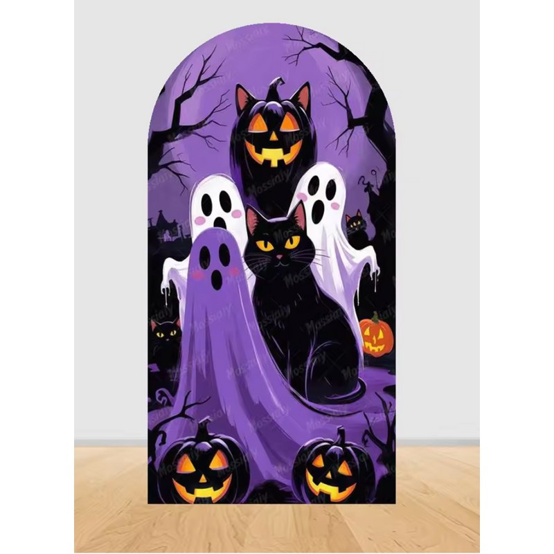 Halloween Photo Backdrop- Reusable Double-Sided Background for Parties and Events