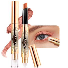 Cream Shimmer Eye Shadow Stick - Dual-Ended Waterproof Shimmer Eyeshadow Stick Highlighting Pigmented Shiny Eyeshadow Pencil for Sensitive Eyes Makeup (03#)