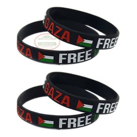 Palestine Flag Wristband [ 48 Pack] Palestine Flag Gifts Free Palestine Free Gaza Freedom Revolution Jerusalem Gifts فلسطين Arab Shemagh Arafat AL-AQSA Gaza Islamic Gifts 123 (Black, 48)