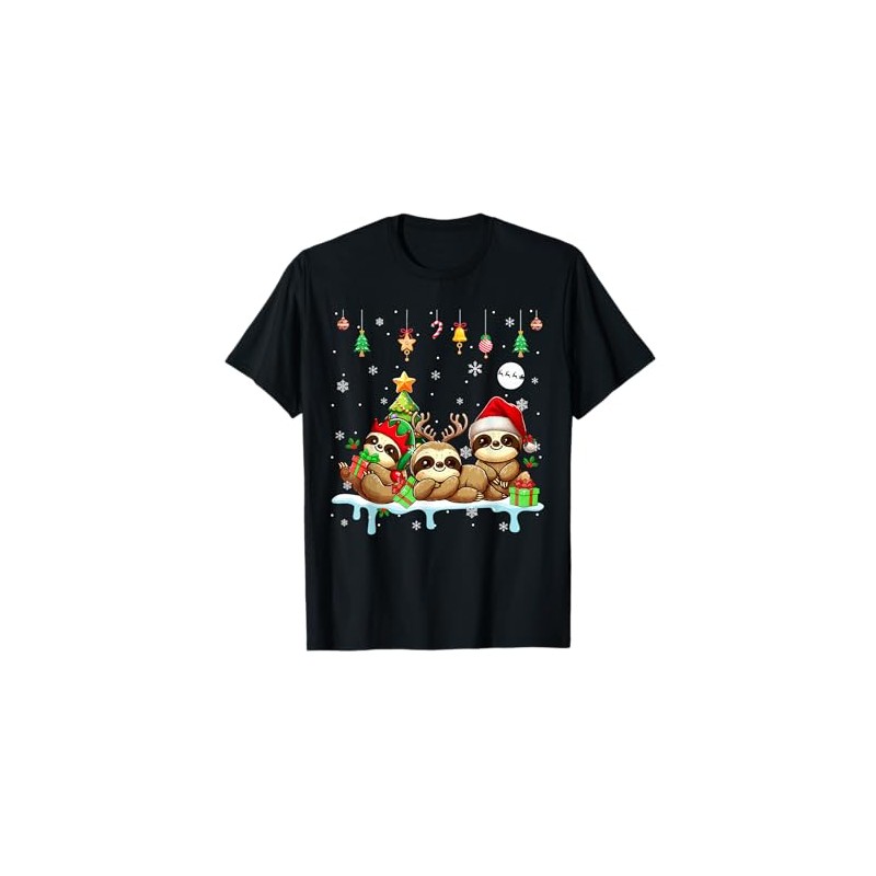 Three Santa Claus Reindeer Elf Sloths Christmas Animal Lovers Children's