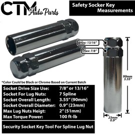 CTM 24x 2" Red 14x1.5 Spline Tuner Performance Lug Nut Fit Ford Lincoln Truck SUV