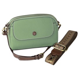 F.ZH Women's Shoulder Bag, Crossbody Bag, Lightweight, Genuine Leather, Mini Bag, Women's Bag, Soft Leather, 3 Zipper Pockets, 2 Adjustable Shoulder Straps, Small, Large Capacity, Stylish, Casual,