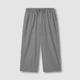 JAJU [JAJU] Women's Rayon Cotton Seersucker 3/4 Pajama Pants_Jet Black