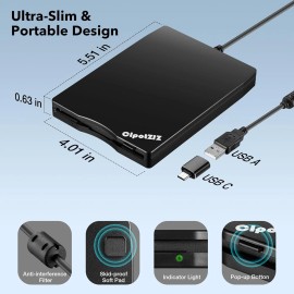 Unbranded Floppy Disk Reader 3.5 inch External USB A&C Floppy Disc Drive 3 1/2 Floppy Disk