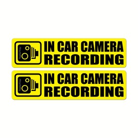 (2 pcs) In Car Camera Recording Dash Cam on Board Safety Notes for Passenger & Driver UB LY Taxi Car Service Warning Sign UV Weatherproof Waterproof Vinyl Stickers (Yellow)