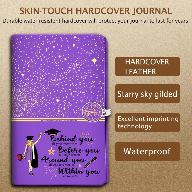 LBWCER Inspirational Graduation Journal Congratulations Graduating Journey Leather Notebook (Graduation