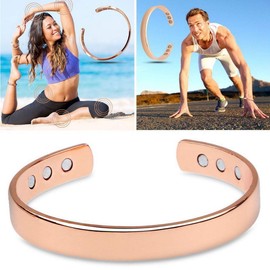 WONOLO Copper Magnetic Bracelet Bangle Rose Gold for Men and Women (Rose Gold)