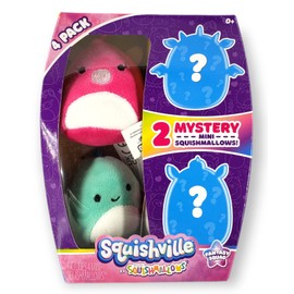 Fantasy Squad 4 Pack of Mini Squishmallows Squishville (2 Mystery + 2 Viewable)