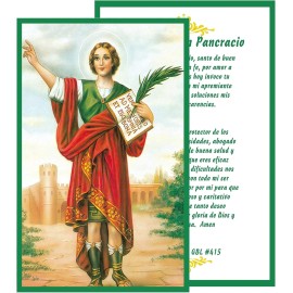 San Pancracio Patron De Los Empleos Y La Salud Tarjeta De Rezo Laminada Bendita