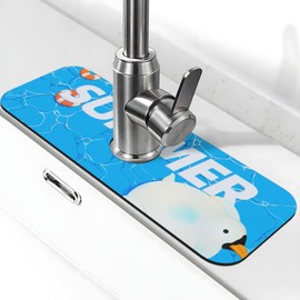 Kitchen Faucet Absorbing Mat Sink Splash Guard Behind Faucet Drip Catcher for Bathroom,Sink Mat, Dish Drying Mat, Bathroom 15" X 5.5" (Goose, 5.5"L x 15"W)