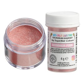 Sugarflair Shimmer Pink Edible Lustre Dust (E171 Free), Add a Lustrous Shine to Cakes or Decorations. Brush On or Add Rejuvenator to Create Eye-Catching Edible Paint - 4g