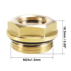 uxcell Oil Liquid Level Gauge Sight Glass M24x1.5mm Male Threaded Brass Air Compressor Fittings with O-Ring, Yellow