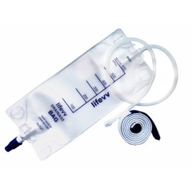 Lifevv 600 ML Urine Drainage Bag, Drainage w/Clear Bag, Nephrostomy Bag,with 24" Silicone Tube,Twist Drain Valve (1 Pack)