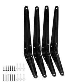 Guifeng 4PCS Black Metal Triangle Support Brackets, 200x250mm, Heavy Duty Floating Shelf Brackets with Expansion Screws