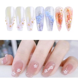 BRIIKPP Nail Parts Accessories Flower Handmade Resin Nail Design Accessories Nail Studs Set of 6 6 Colors