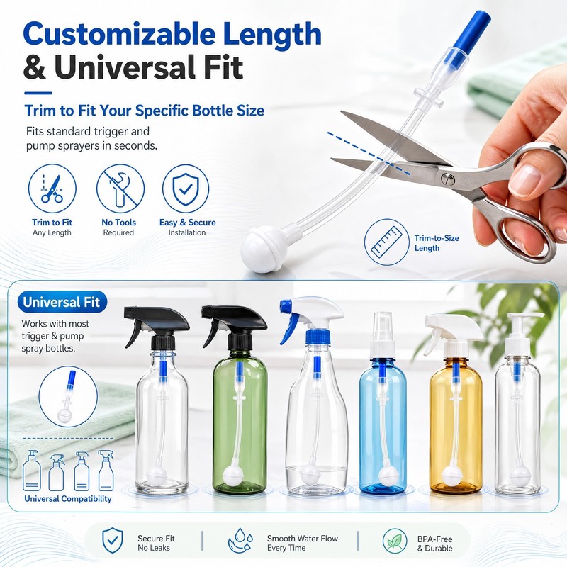 3 Pack 360° Weighted Spray Bottle Tube Adapter, Universal Fit
