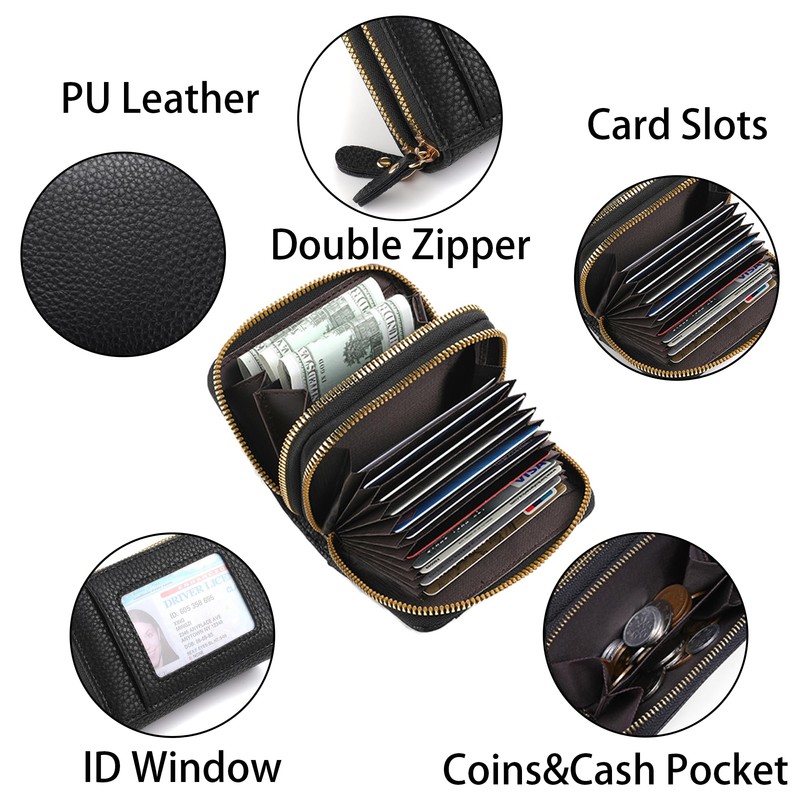 YLUEAWP Credit Card Holder Wallet RFID Blocking Leather Small Wallet