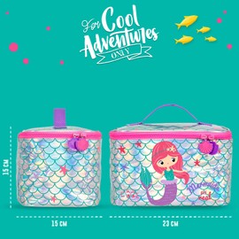 PERLETTI Kinder Lunchbox Einhorn Meerjungfrau - Brotbeutel Lunchbag Kleine Mädchen Rosa Silber - Thermo Isoliertasche Brotdose 5L Weich für Kindergarten Grundschule - 15x23x15 cm (Meerjungfrau)