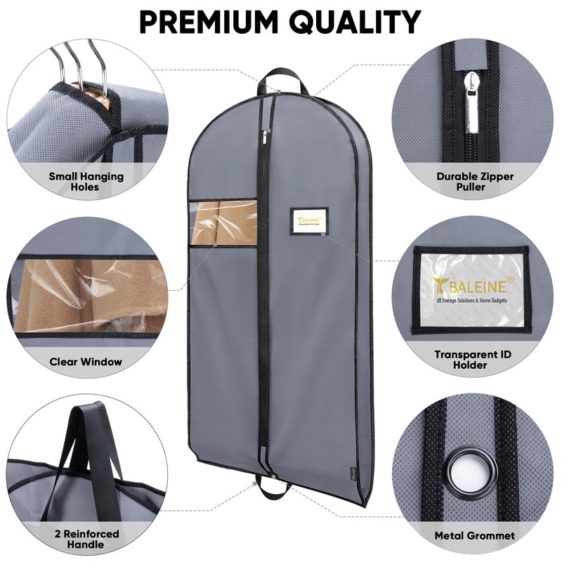 BALEINE 1PK Heavy Duty Garment Bag with Shoe Storage Travel