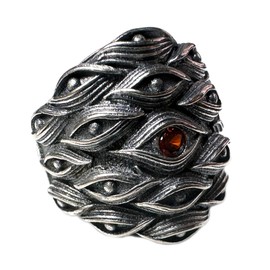 JWM Men's Rings Silver Plated Brass Rings Jewelry for Men Women Adjustable Open Rings, Exquisite Packaging (039-Japanese Demon Eyes ring)