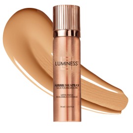 LUMINESS Silk Airbrush Spray Foundation - Full Coverage Foundation - Formula Hydrates & Moisturizes with Hyaluronic Acid, Aloe Vera & Hydrolyzed Silk (Shade - Medium)