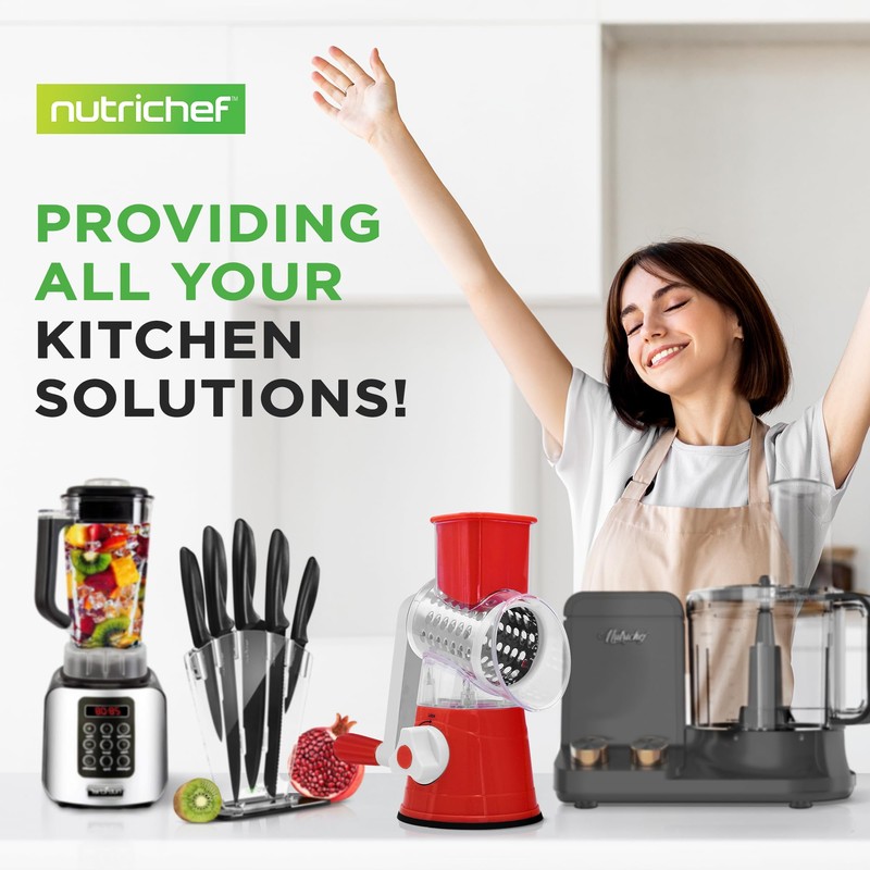 Nutrichef 3 in 1 Cheese Grater & Shredder | Strong