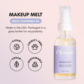 Clover Makeup Melt Milky Cleansing Oil Gentle Makeup Removal, Skin-Friendly Formula and Residue-Free Rinse Cruelty-Free & Vegan Cleansing Oil