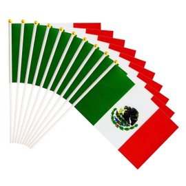 50 Pack Mexico Mexican on Stick Flags,Small Mini Hand Held Mexico Mexican Flags 5.5x8.3 Inch, Grand Opening, Carnival,Party Events Celebration