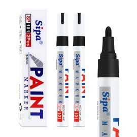 Sipa Black Paint Markers Pens, 2 Pack Oil Based Medium Tip Permanent Paint Pens, Quick Drying & Waterproof Paint Markers for Rocks Wood Metal Plastic Canvas Glass Shoes, Gifts for artists, kid