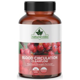 Natural Vida Blood Circulation 600mg Supplement - 150 Capsules - with Hawthorne, Ginger, Horse Chestnut, Butchers Broom, Cayenne, Diosmin
