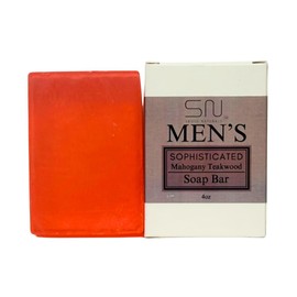 Seoul Naturals Men's Sophisticated Mahogany Teakwood Soap Bar, k beauty, 4 oz