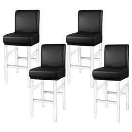 PiccoCasa Chair Cover Waterproof Stool Cover Stretch Bar Stool Pub Counter with Elastic Band Stretchable Removable Washable Black 4pcs