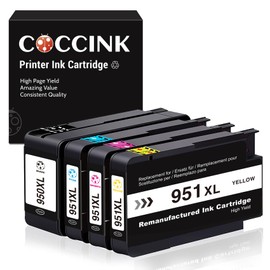 COCCINK 950XL 951XL for HP 950 951 Ink Cartridges Combo Pack HP Officejet Pro 8600 Ink cartridges OfficeJet Pro 8100 8610 8615 8616 8620 8625 8630 8640 8660 251DW 271DW 276DW Printer (4 Pack)