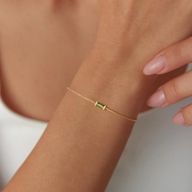 VIROMY Birthstone Bracelets for Women, Dainty Box Link Birthstone Bracelet Jewellery Birthday Gifts for Her Mother Wife Girlfriend Anniversary Friendship Jewellery (August)