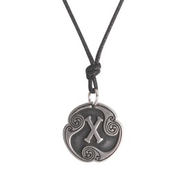 Amaxer 24 Runes Talisman Viking Jewellery Asatru Necklace Pagan Wiccan Pendant Nordic Runes Vintage Nordic Amulet Adjustable Rope Chain Necklace for Men and Women, Metal