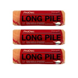 ProDec 9" x 1.5" Inch Long Pile Masonry Roller Sleeves Covers Refill Heads for Rough and Semi Smooth Surfaces, Timber, Shed and Fence,Emulsion and Exterior Paint - 3 Pack