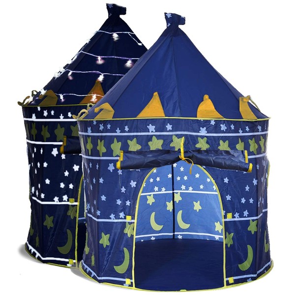 LimitlessFunN Kids Play Tent with Star Lights & Carrying Case [ Pop Up Portable Glow in The Dark Stars ] Children Castle Playhouse Boys & Girls, Indoor & Outdoor