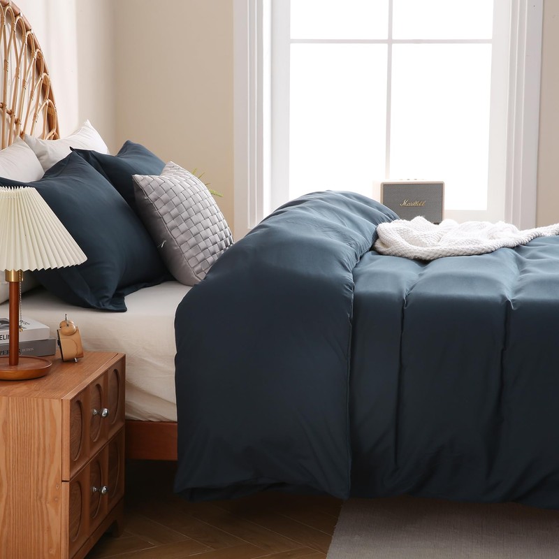 JSD Navy Blue Duvet Cover Set Full Size, 3 Piece