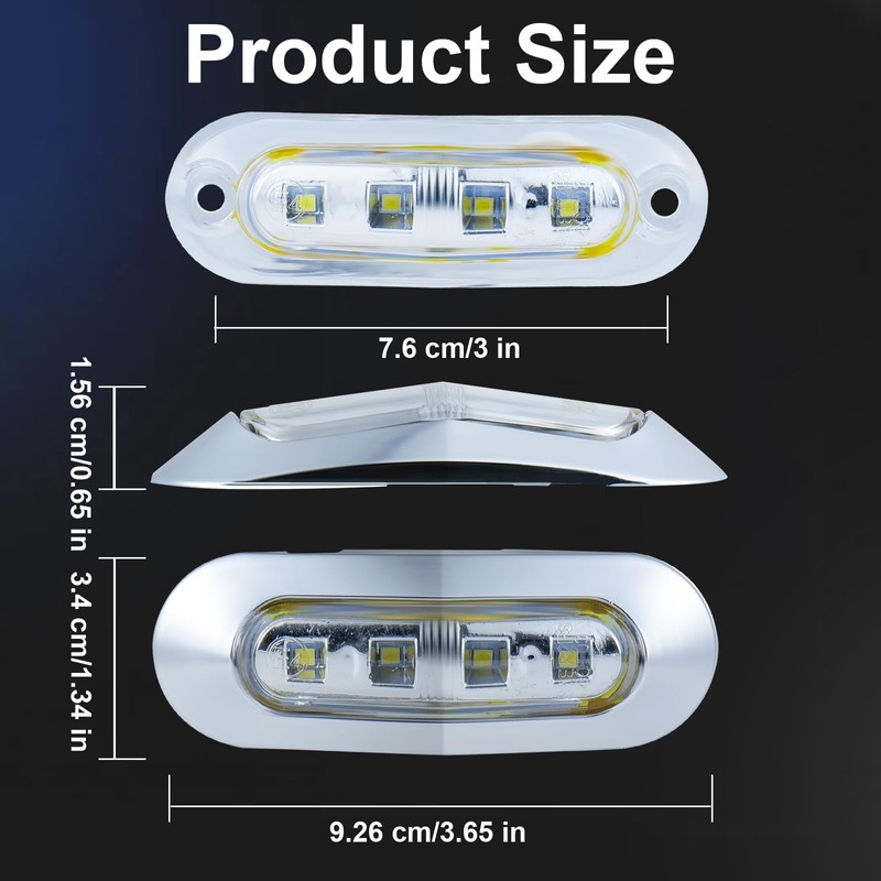 PSDRIQQ 20Pack 3.7 Inch 4 LED Marine Boat Interior Lights,