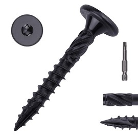 #14 x 3 Heavy-Duty Structural Deck & Lag Screws - Epoxy-Coated Black Rust Resistant - Torx T30 Star Drive (Includes Bit) - for Outdoor Timber, Log, Landscaping Wood, Fence, Pergola, 50-Pack