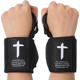 Simgoing Cross Faith 25" Wrist Wraps for Weightlifting, Wrist Straps for Men and Women, Straps Support with Heavy Duty Thumb Loop Wrap for Powerlifting, Strength Training, Bodybuilding