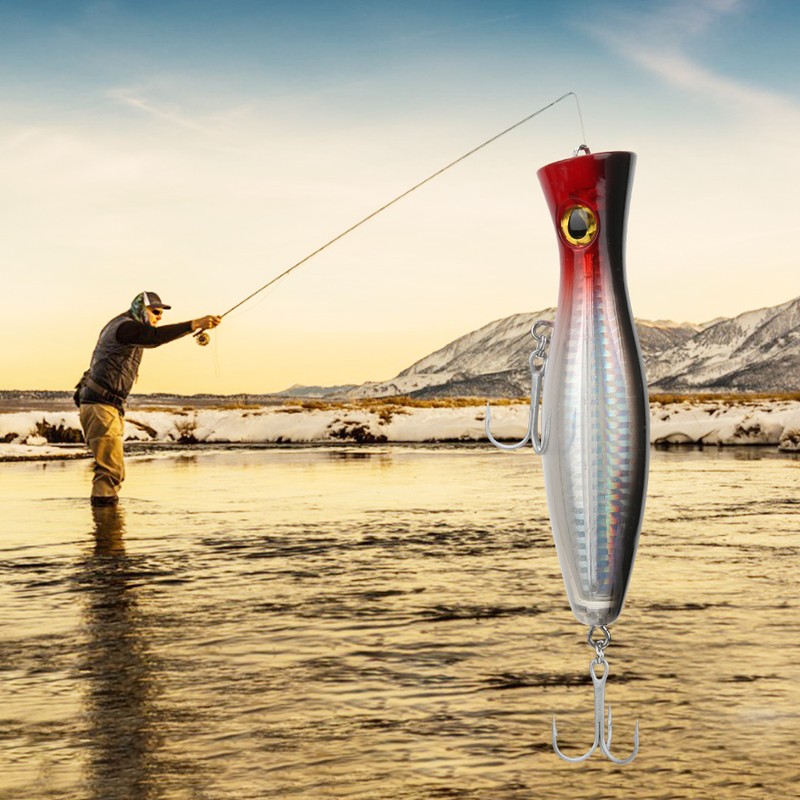 Artificial Popper Fish Lure 3D Eyes Seawater Hard Bait with