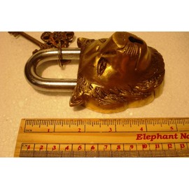 Brass Padlock - Lock with Keys - Working Functional - Brass Made - Type : (Lion - Brass Finish)