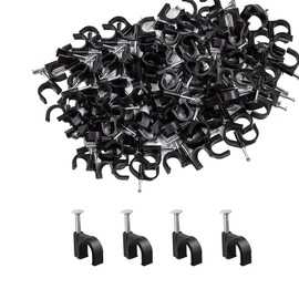 Neyiem Semicircular Cable Stoppers, Set of 100, 0.24, 0.39, 0.49 inches (6, 7, 8, 10 mm), Wire Stopper, Clamp Holder, Fixed Claws, PE Material, High Carbon Steel, Wire Fixing, Cord Stopper, 0.31