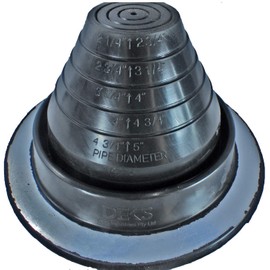 Dektite #3 Black EPDM Metal Roof Pipe Flashing, Round Base, Pipe OD 1/4" - 5"