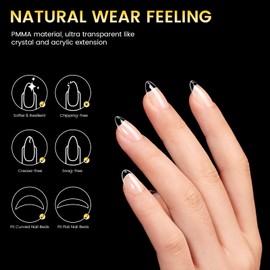 BORN PRETTY Nail Tips, 288 Pieces Nail Tips, Short, Ultra Thin, Clear Tips, Natural Fit, Full Coverage, Practice, Commercial Use (Short Oval)
