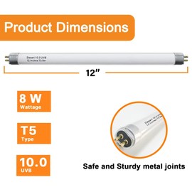 Celiwace T5 10.0 UVB Reptile Light Bulb 8W 12 Inch, Desert Reptile UVB Bulb 8 Watt for Lizards, Bearded Dragons, Chameleons, Turtles, Tortoises 3 Pack