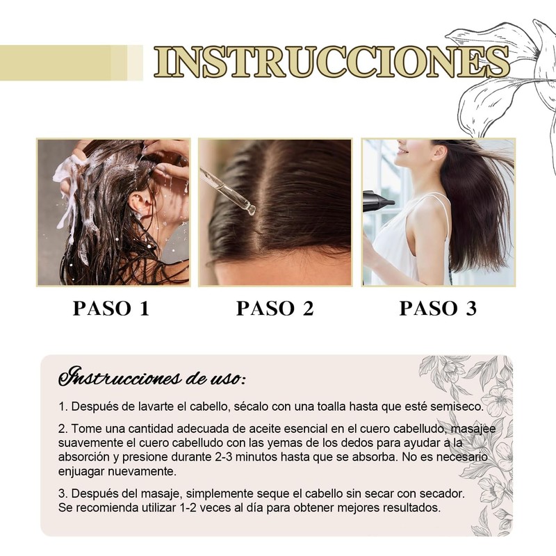 Aceite Natural Para el Crecimiento del Cabello, Aceite Orgánico De
