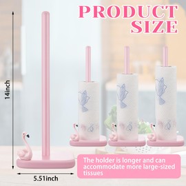 Teenyyou Flamingo Paper Towel Holder 14'' Pink Decorative Kitchen Paper Roll Stand Wooden Standing Flamingo Gifts for Women Craft Display Organizer for Kitchen Countertop Restaurant Home Decor
